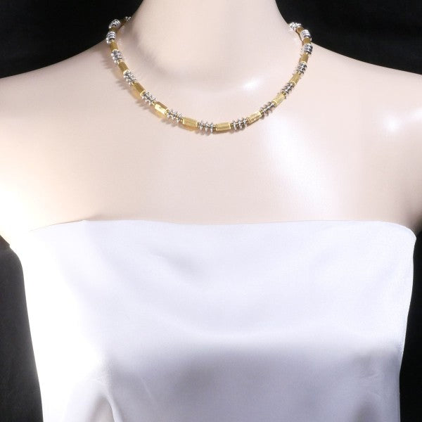 18K Yellow Gold and White Gold Necklace for Women - Elegant Layering Jewelry for Everyday Wear, Gifts, and Special Occasions