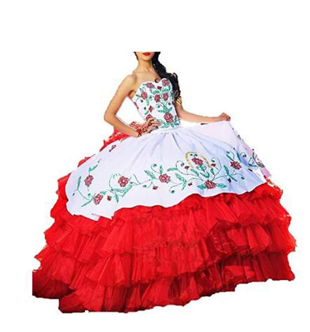 ANGELA Women's Elegant Embroidery Long Ball Gown Quinceanera Dress with Jacket - Perfect for Weddings, Proms & Special Occasions