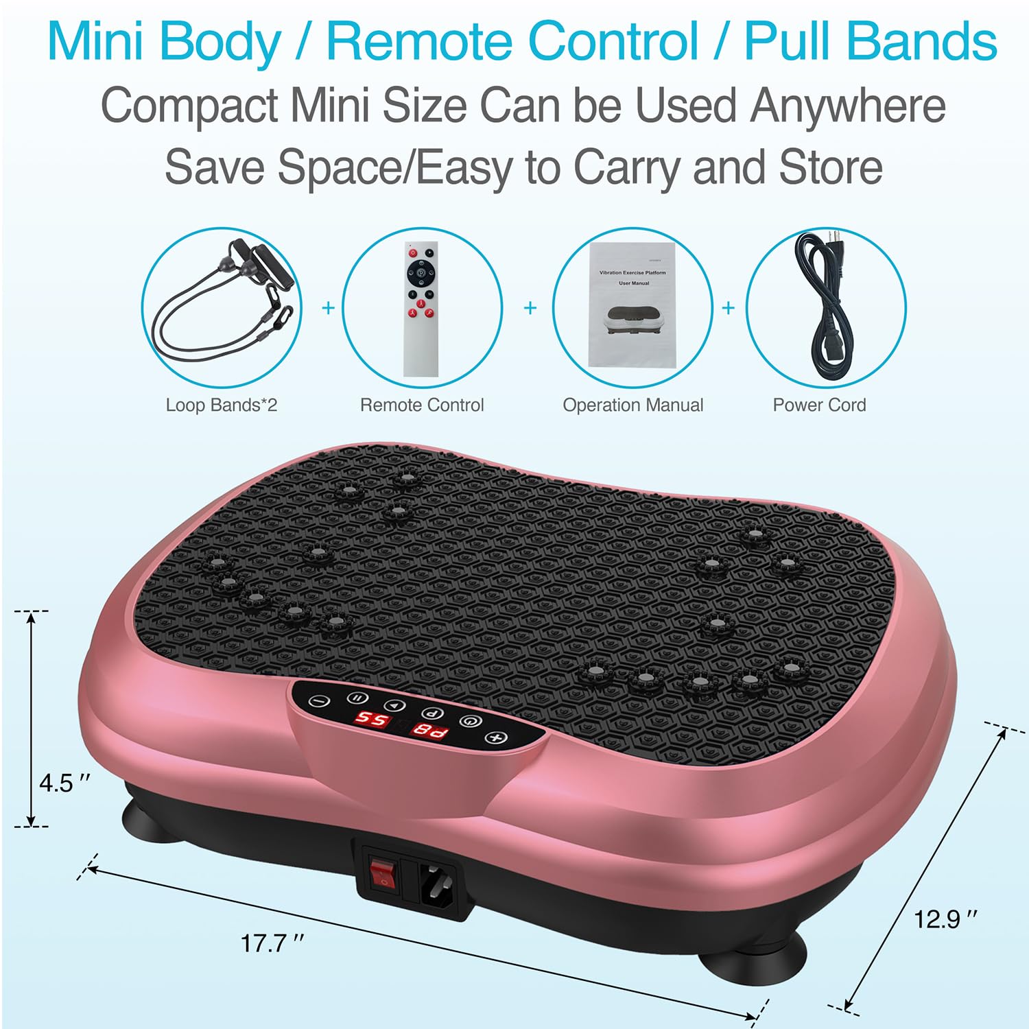 AXV Portable Mini Vibration Plate Exercise Machine - Whole Body Workout for Weight Loss, Toning & Lymphatic Drainage | Home Gym Fitness Equipment for Women & Men | Perfect for Small Spaces & Apartment Workouts