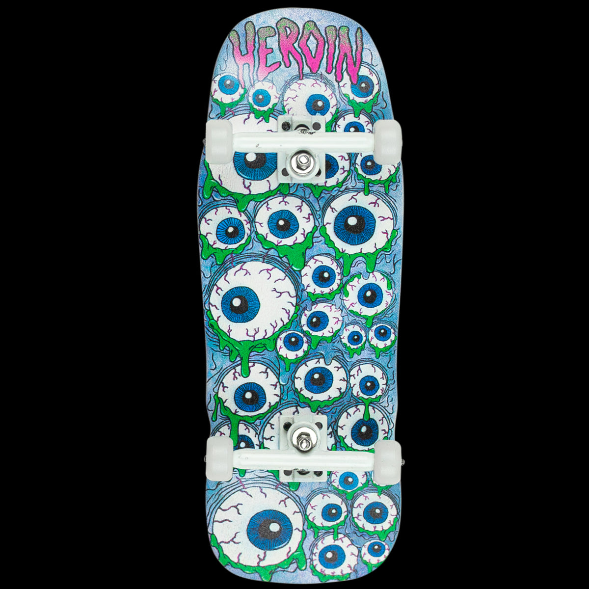 Heroin Skateboards Close Up Fingerboard Complete - Mutant Eyeballer Design | Mini Skateboard for Tricks & Collectibles | Perfect for Skaters & Fingerboard Enthusiasts
