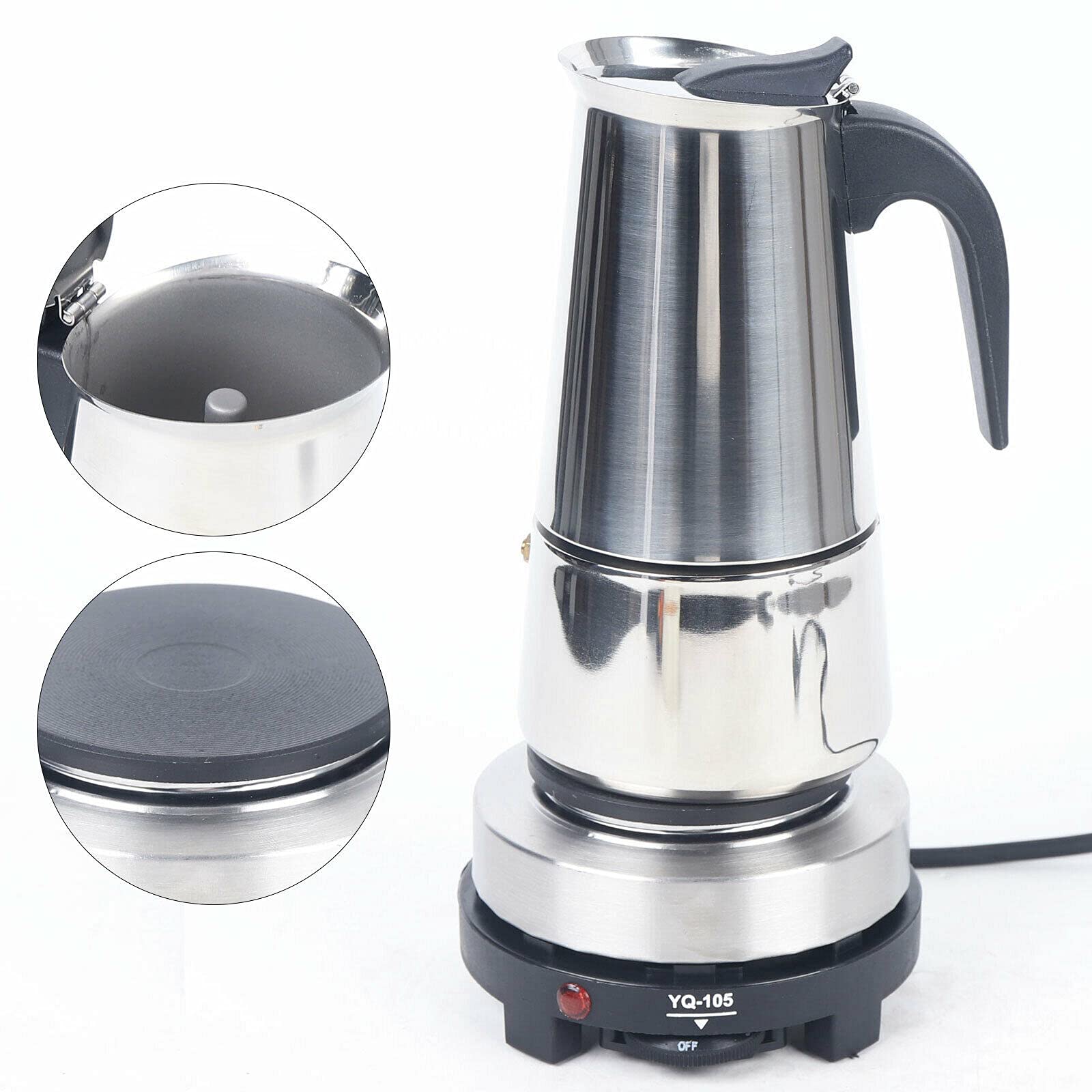 Premium 450ml 9-Cup Stovetop Espresso Maker - Stainless Steel Moka Pot for Rich Italian Coffee | Perfect for Home Brewing, Camping & Gifts