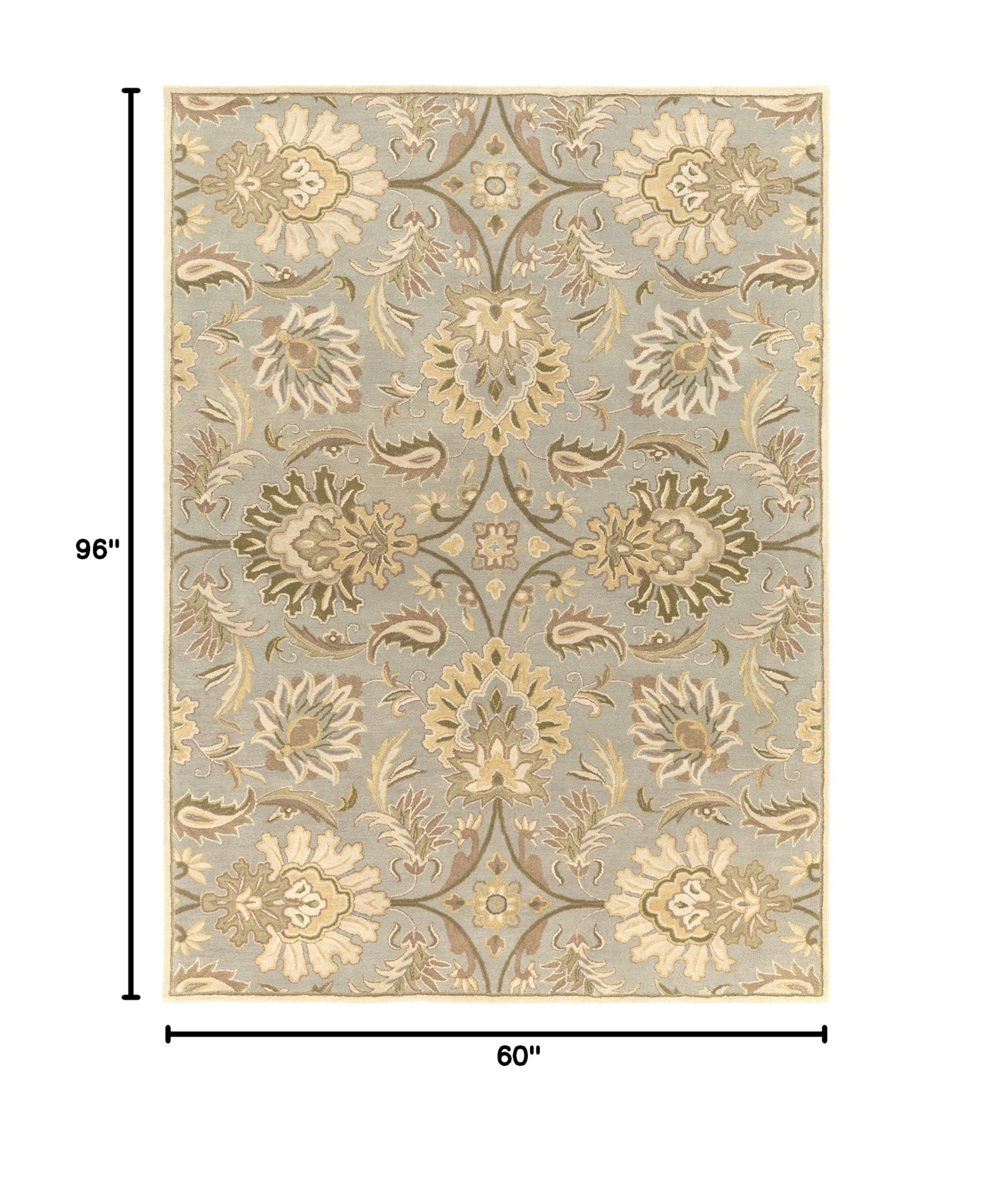 Kohler Wool Area Rug 5' x 8' - Traditional Ivory Gray Brown Handmade Living Room Bedroom Rug - Soft Durable Floor Carpet for Home Decor, Cozy Housewarming Gift