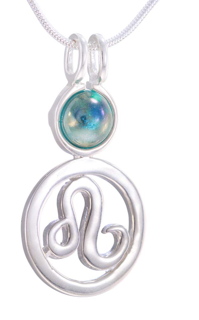 Leo Zodiac Sterling Silver Pendant with Interchangeable Charm on Silver Snake Chain - Perfect for Birthdays, Gifts & Everyday Jewelry