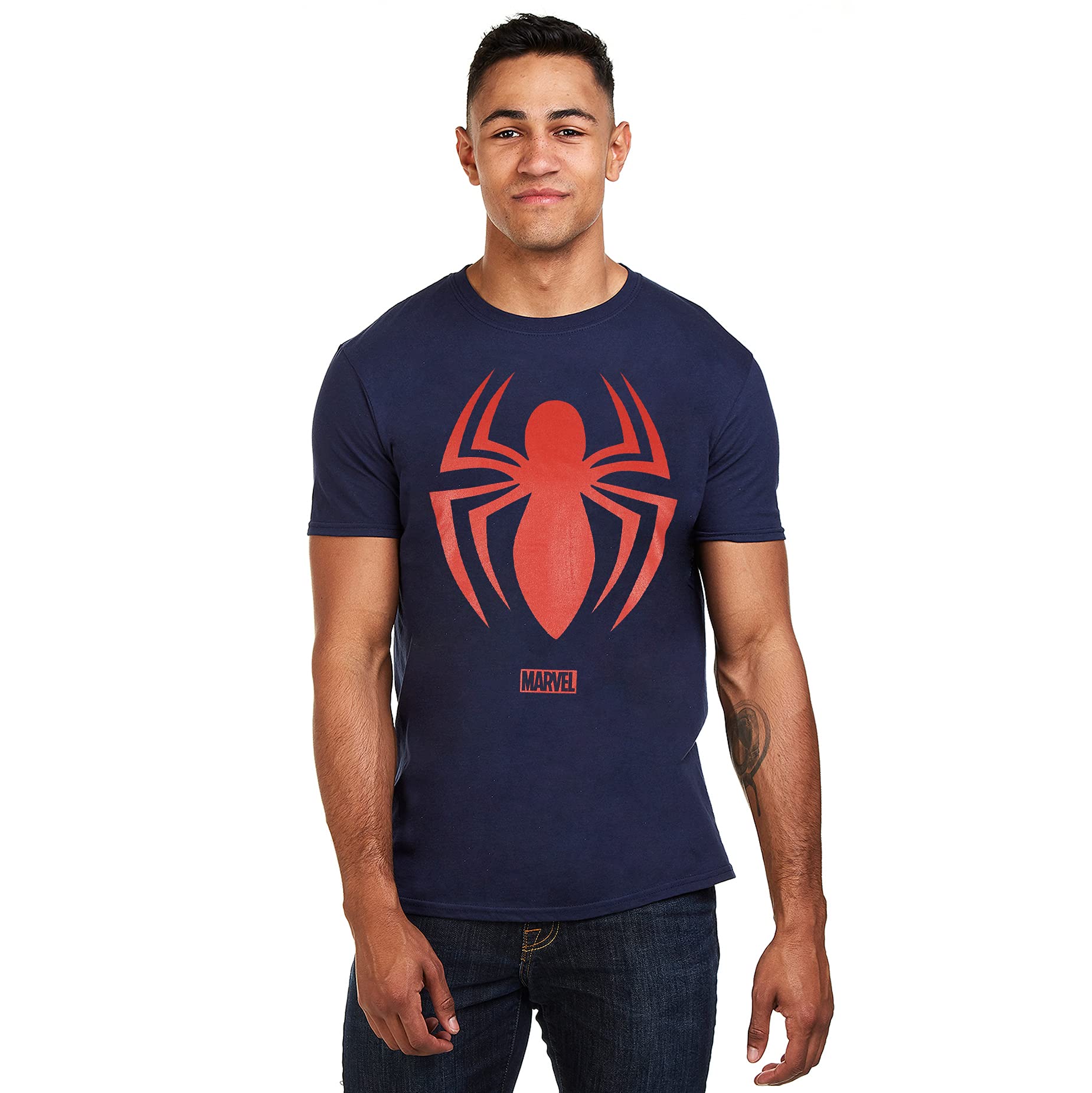 Marvel Spider-Man Logo Graphic T-Shirt for Men - Cool Superhero Casual Tee for Fans, Cosplay, and Everyday Wear
