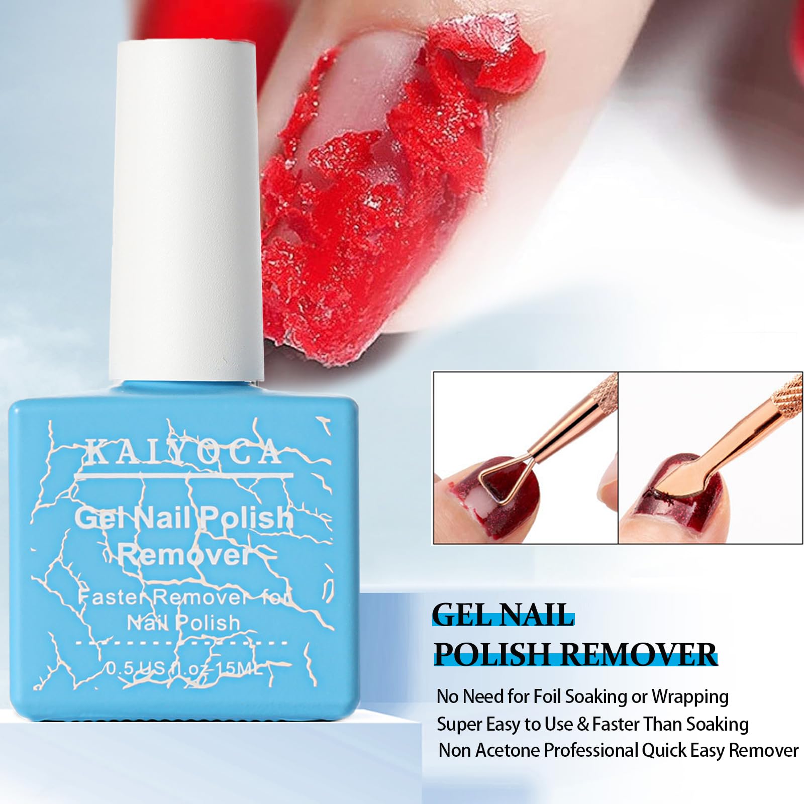 Gel Nail Polish Remover Kit with Cuticle Pusher & Nail Scraper - Non-Irritating, Fast-Acting Formula, No Foil or Soaking Required - Perfect for At-Home Manicures & Salon-Quality Nail Care
