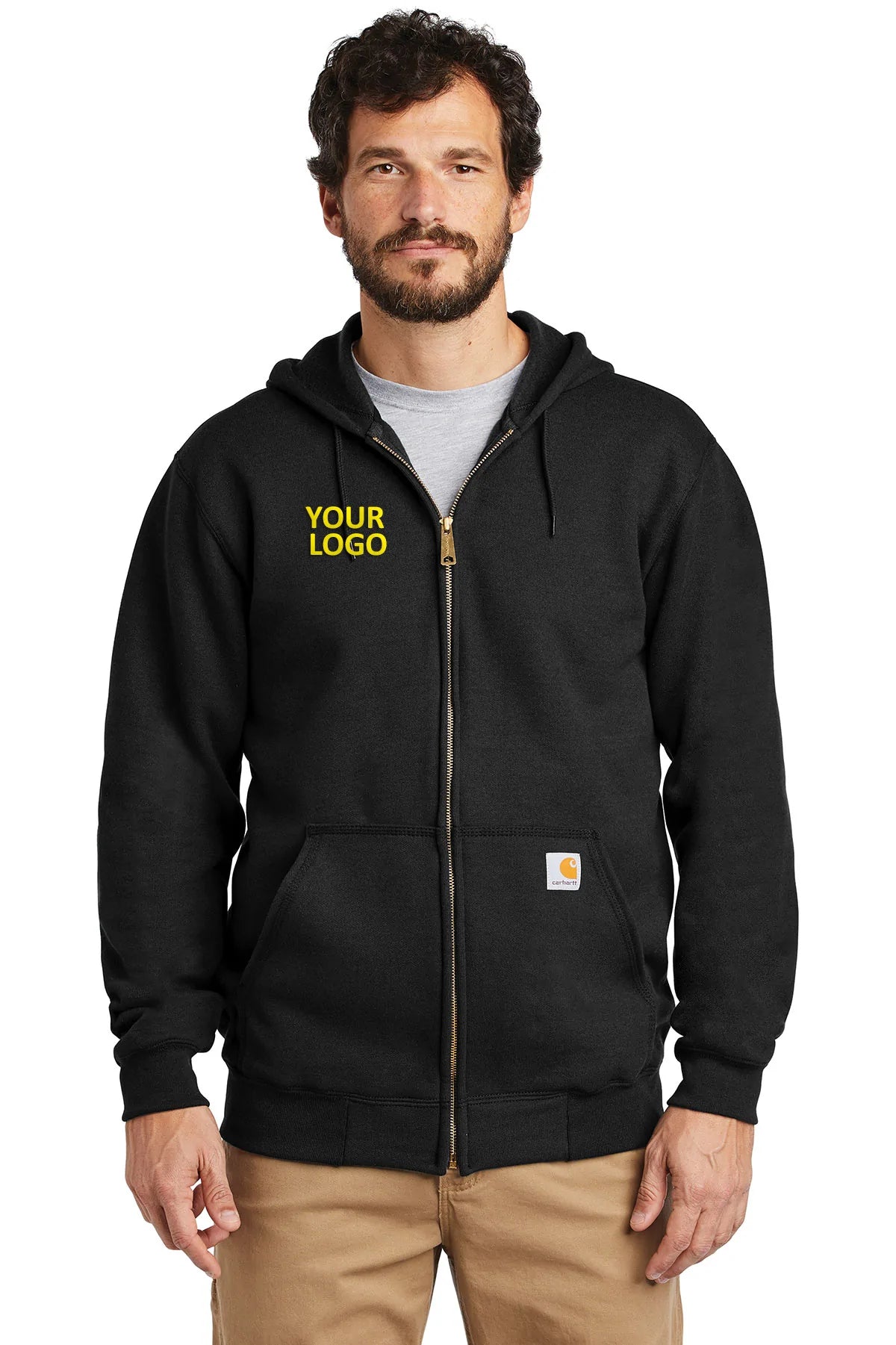 Carhartt Midweight Zip-Up Hoodie for Men - Black, Heavyweight Fleece Pullover for Work & Outdoor Activities