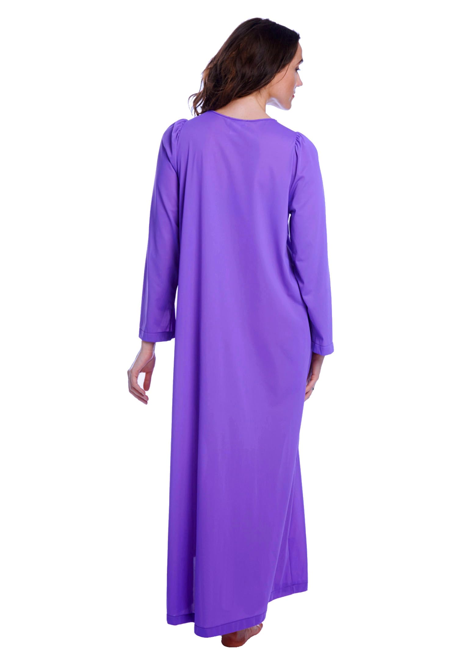 Shadowline Women's Nightgown & Long Sleeve Robe Pajama Set - Soft Nylon Sleepwear & Peignoir Loungewear for Cozy Nights, Relaxing at Home & Bridal Gift