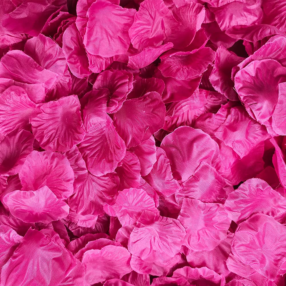 Artificial Silk Rose Petals - Purple Red (5 Pack) for Wedding Decor, Romantic Night, Valentine's Day, Birthday Party & Home Decoration | Fake Rose Flower Petals for Table Scatter, Aisle Decor, Photo Backdrops & Romantic Scenes