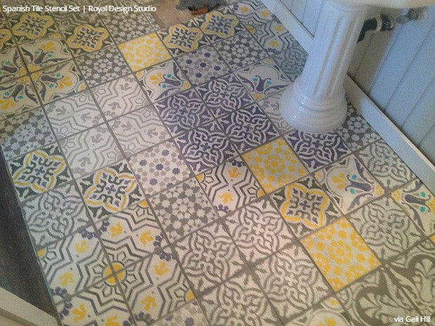 Spanish Tile Stencil Set for DIY Home Decor - Reusable Painting Templates for Walls, Floors & Furniture - Perfect for Mediterranean, Moroccan & Spanish Style Designs