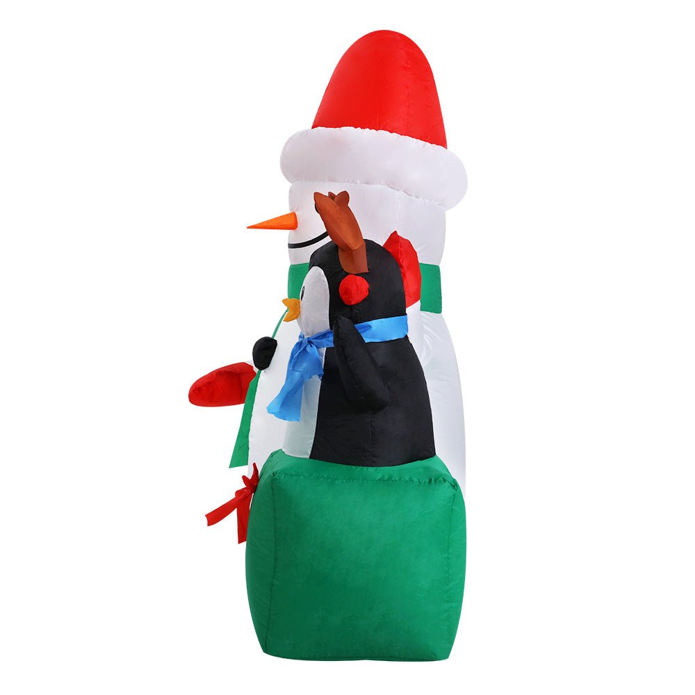 2.4M Inflatable Snowman with LED Lights - Outdoor Christmas Decorations for Yard, Garden & Holiday Party Decor