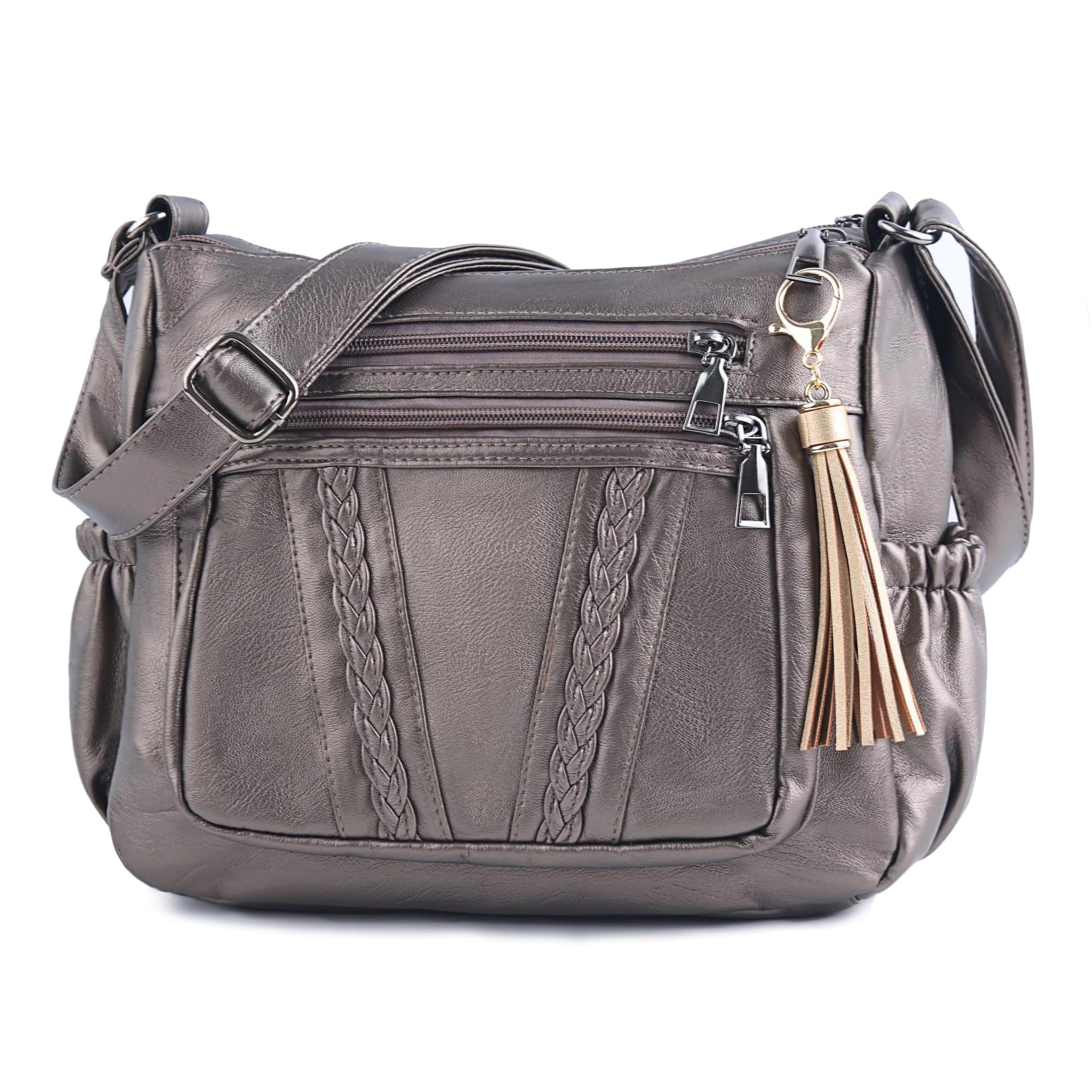 ELDA Women's Crossbody Bag - Soft PU Leather Shoulder Purse with Multiple Pockets | Fashion Handbag for Daily Use, Travel & Shopping