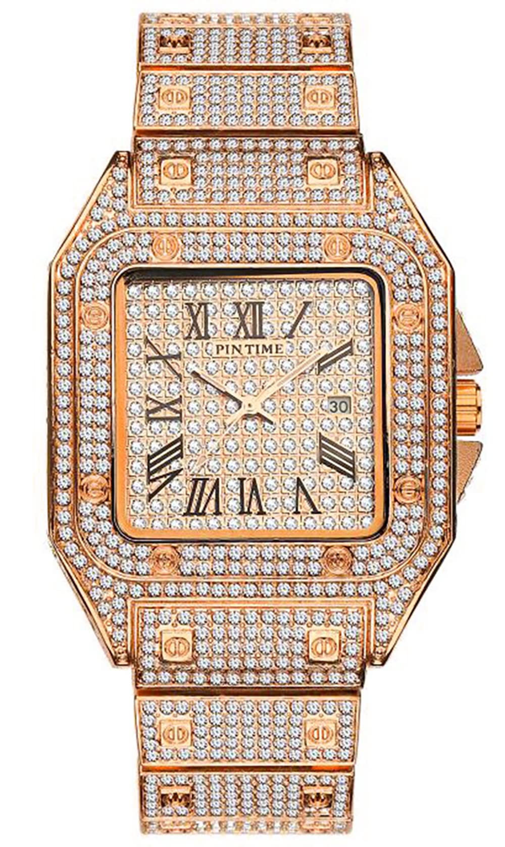 MASTOP Luxury Diamond Quartz Watch - Stainless Steel, Waterproof for Men & Women | Fashion & Hip Hop Style