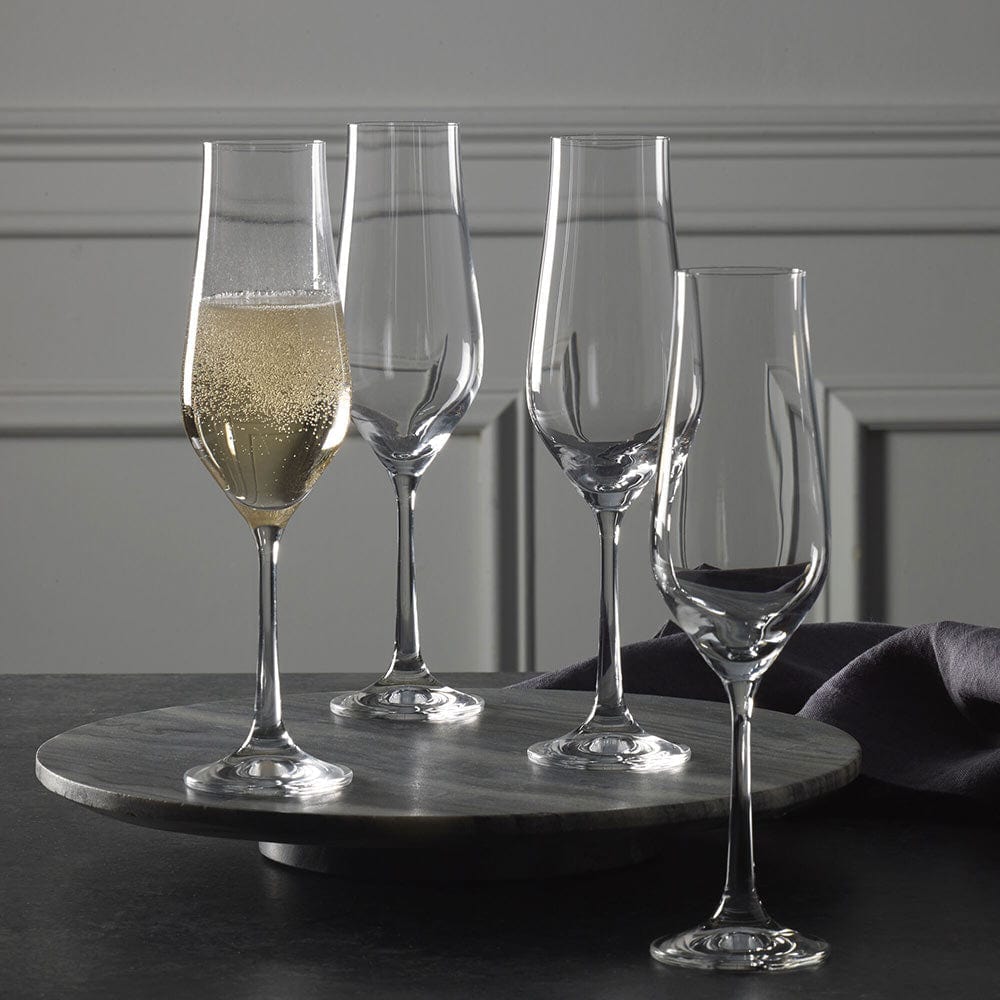 Elegant Grace Set of 4 Champagne Flute Glasses - Premium Crystal Glassware for Weddings, Parties & Celebrations - Perfect for Toasting, Anniversaries & Romantic Dinners