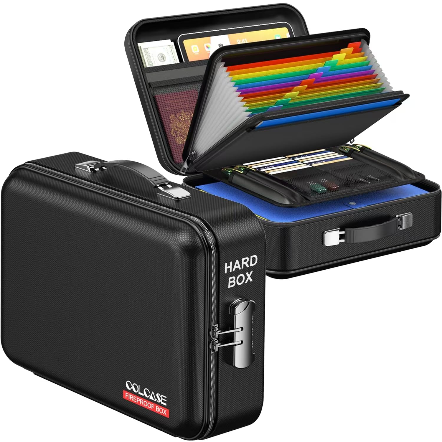 Fireproof Document Box with Lock - Waterproof Hard Shell Safe for Important Documents, Certificates, Laptops & Passports - Secure Storage for Home & Office Use