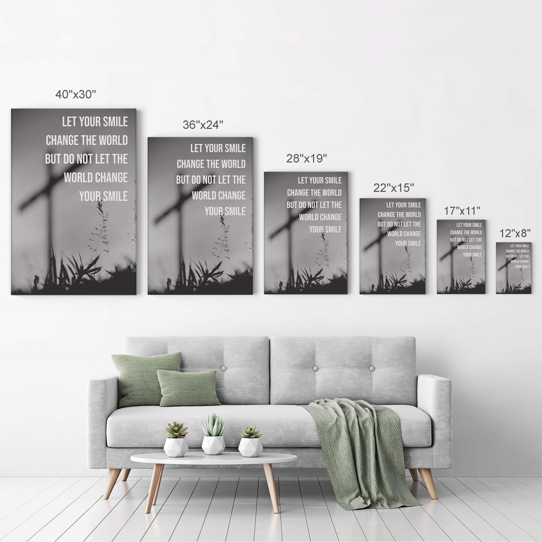 Smile Art Design Scripture Wall Art Canvas Print - Let Your Smile Change the World Bible Verse Christian Home Decor (40x30 Inches) - Perfect for Living Room, Bedroom, Church & Prayer Space - Ready to Hang Religious Gift