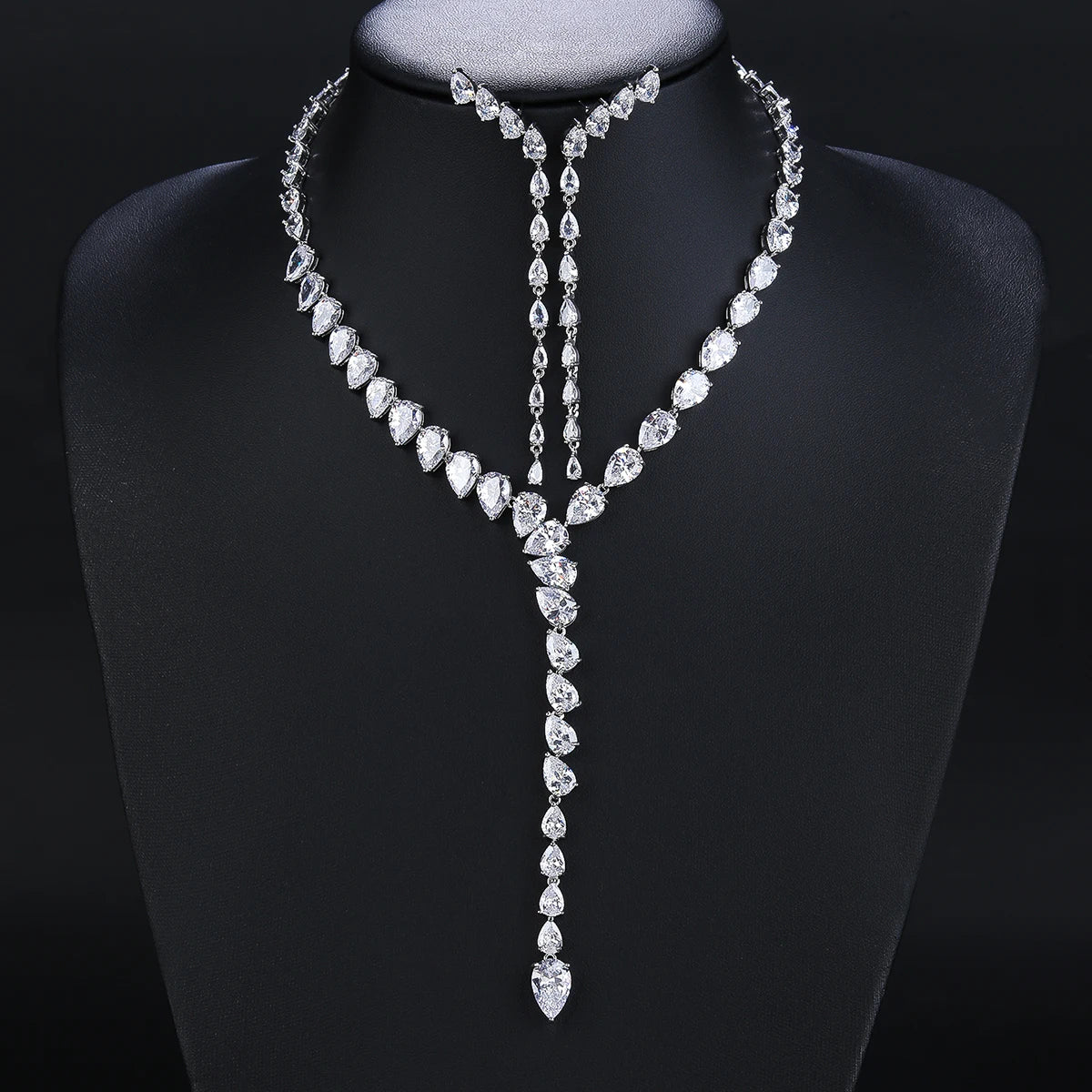 Elegant Cubic Zirconia Bridal Jewelry Set - Wedding Earrings & Necklace for Women, Girlfriend Gift (CN10320) | Perfect for Prom, Anniversary & Special Occasions