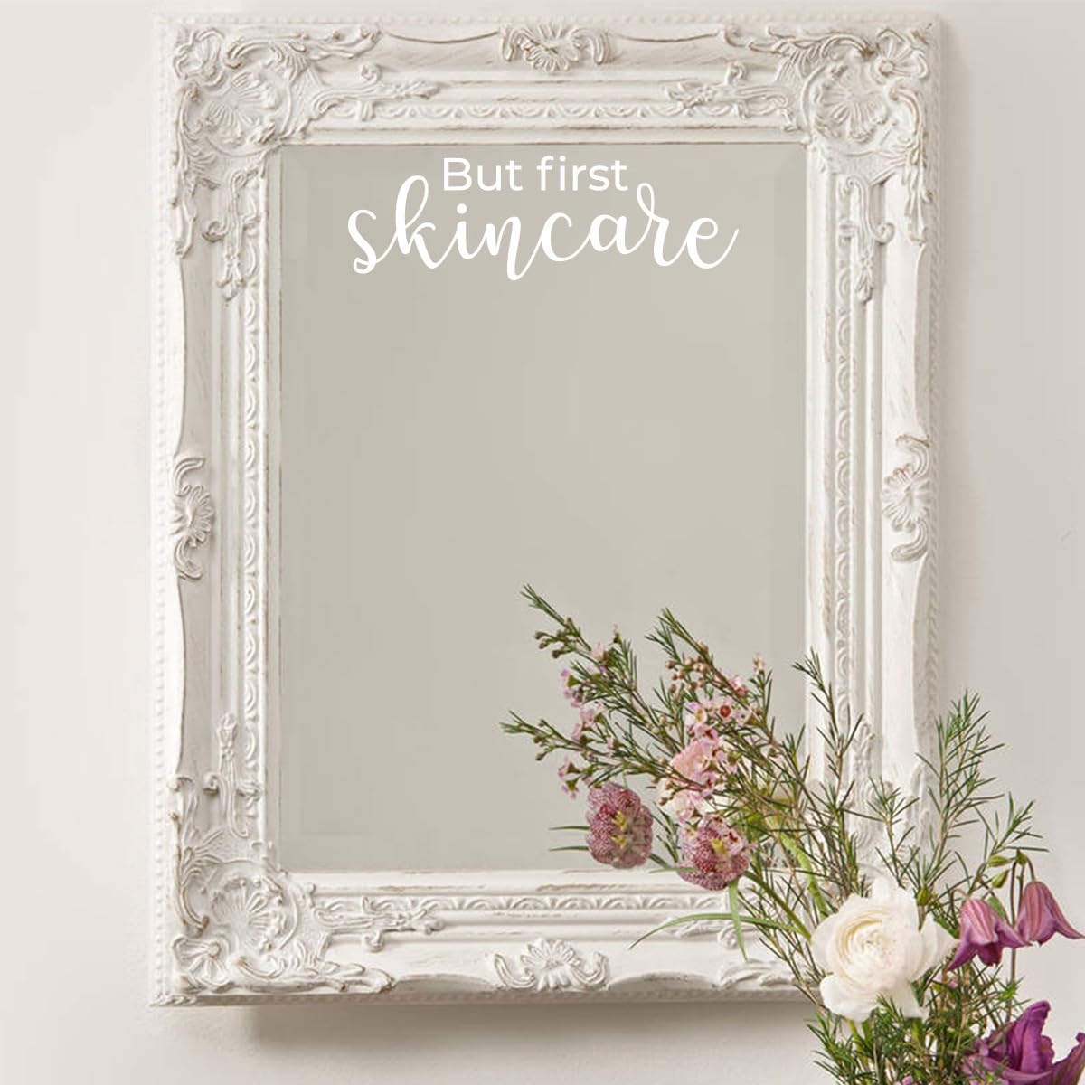 Vinyl Wall Art Decal - 'But First Skincare' Quote Sticker - 8