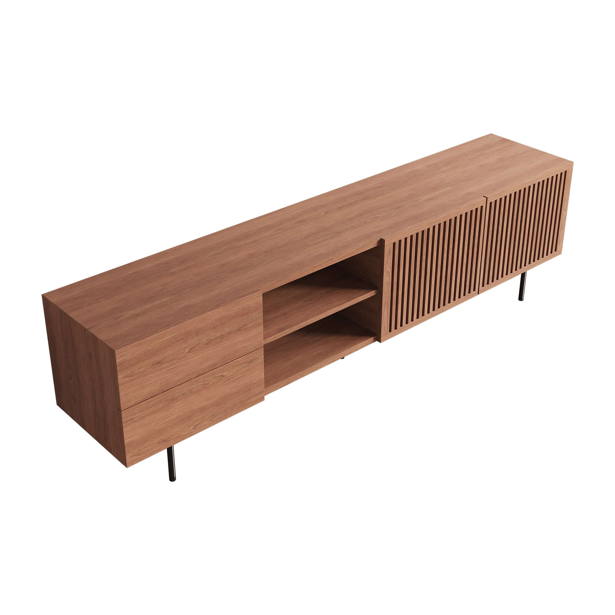 Modern TV Stand with 2 Drawers & 2 Doors - Media Console Storage for 78 Inch Flat Screen TVs - Perfect for Living Room Entertainment Centers & Home Theater Setups