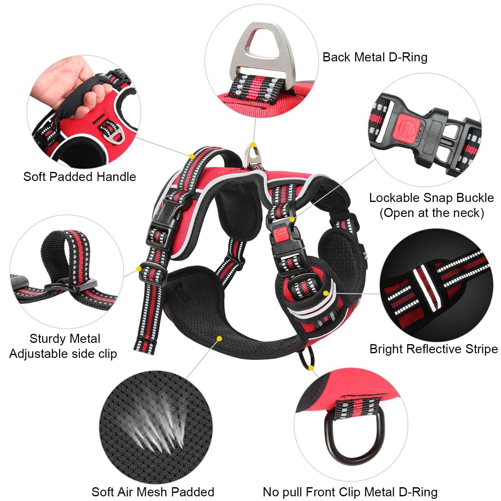 **Timos No-Pull Dog Harness with 3 Snap Buckles & 2 Leash Clips - Adjustable Soft Padded Reflective Oxford Vest for Small, Medium, Large & X-Large Dogs - Easy On/Off Design, No Choking - Perfect for Walking, Running & Outdoor Adventures**