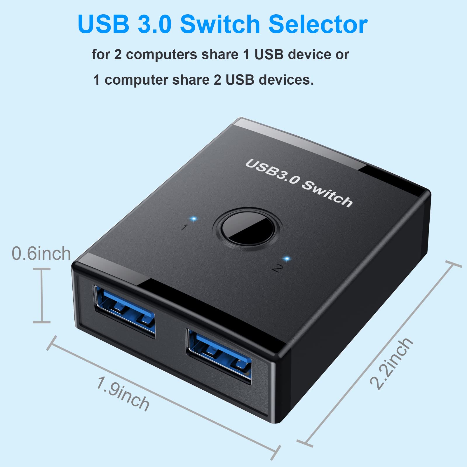 USB 3.0 Switch 2-in-1 for Keyboard & Printer Sharing - Mac/Windows/Linux Compatible for Office Use
