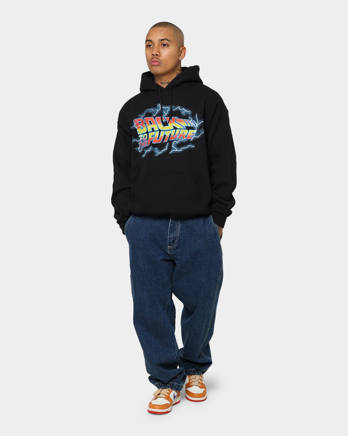 Back To The Future 1 Hoodie - American Thrift Official Merchandise - Black Pullover Sweatshirt - Perfect for Cosplay, Movie Nights & 80s Retro Fashion