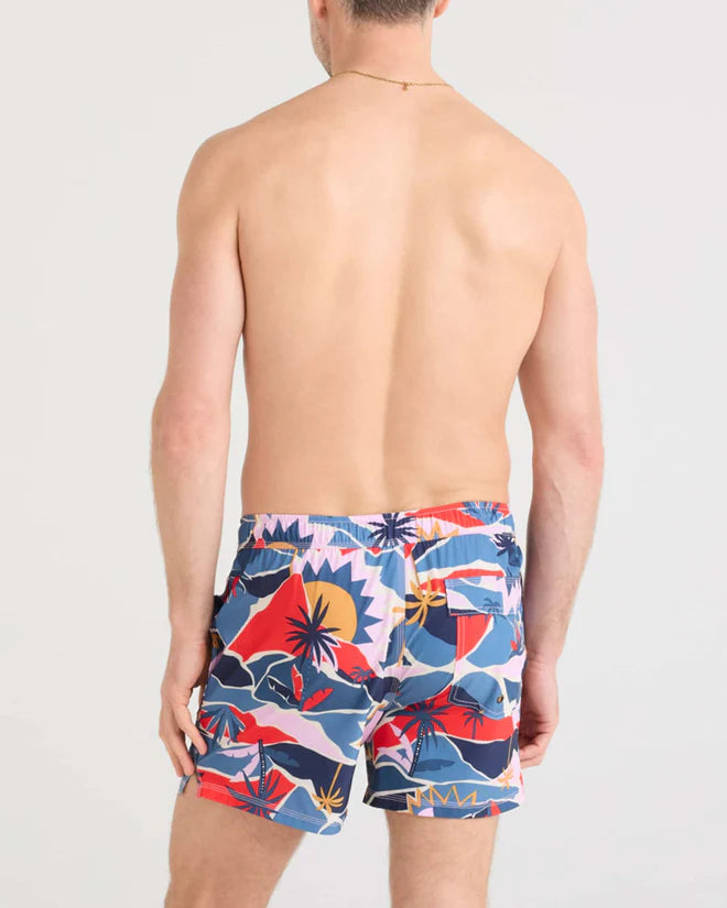 Saxx 5 Inch Oh Buoy 2-in-1 Volley Swim Trunks for Men - Quick Dry, UPF Protection - Break of Dawn Blue - Perfect for Beach, Pool & Water Sports