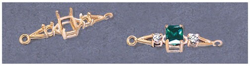 Solid Sterling Silver or 14kt Gold Accented Link Bracelet for 7x5mm & 10x8mm Emerald Cut Gemstones - Custom DIY Jewelry Making Kit for Handmade Bracelets (Perfect for Gift Giving, Special Occasions & Everyday Wear)