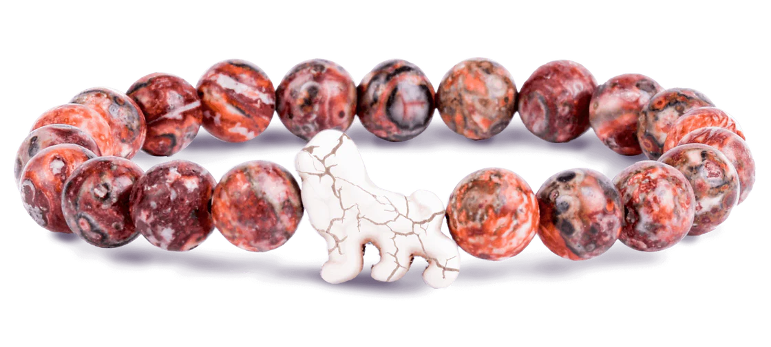 Fahlo Lion Bracelet - Genuine Sahara Stone Beaded Jewelry for Men & Women - Perfect for Safari Adventures, Wildlife Enthusiasts & Animal Conservation Supporters