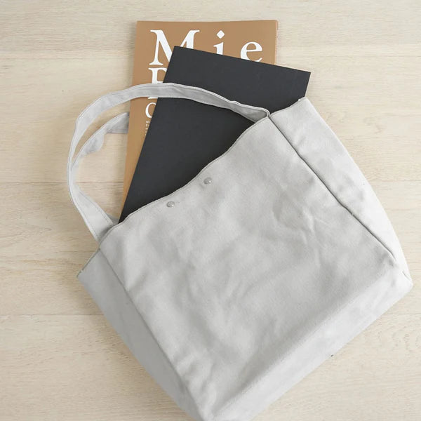 Kurashiki Hampu Canvas Tote Bag - Medium Size Bluish Gray | Japanese Cotton Tote Bag for Women | Eco-Friendly Shopping, Beach & Daily Use