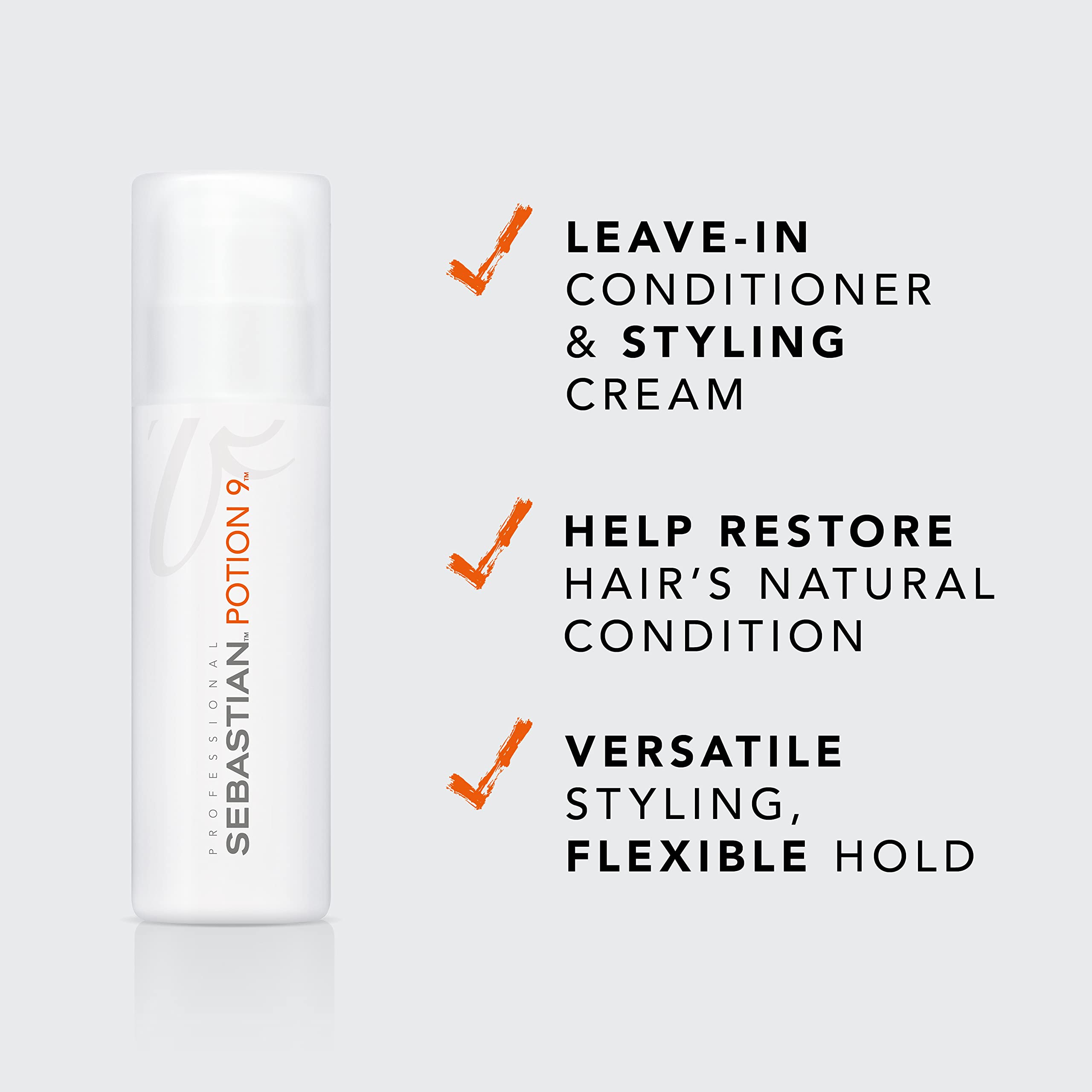 Sebastian Potion 9 Wearable Styling Treatment - 3.4 oz Hair Smoothing Cream for Frizz Control & Shine - Perfect for Daily Styling & Heat Protection
