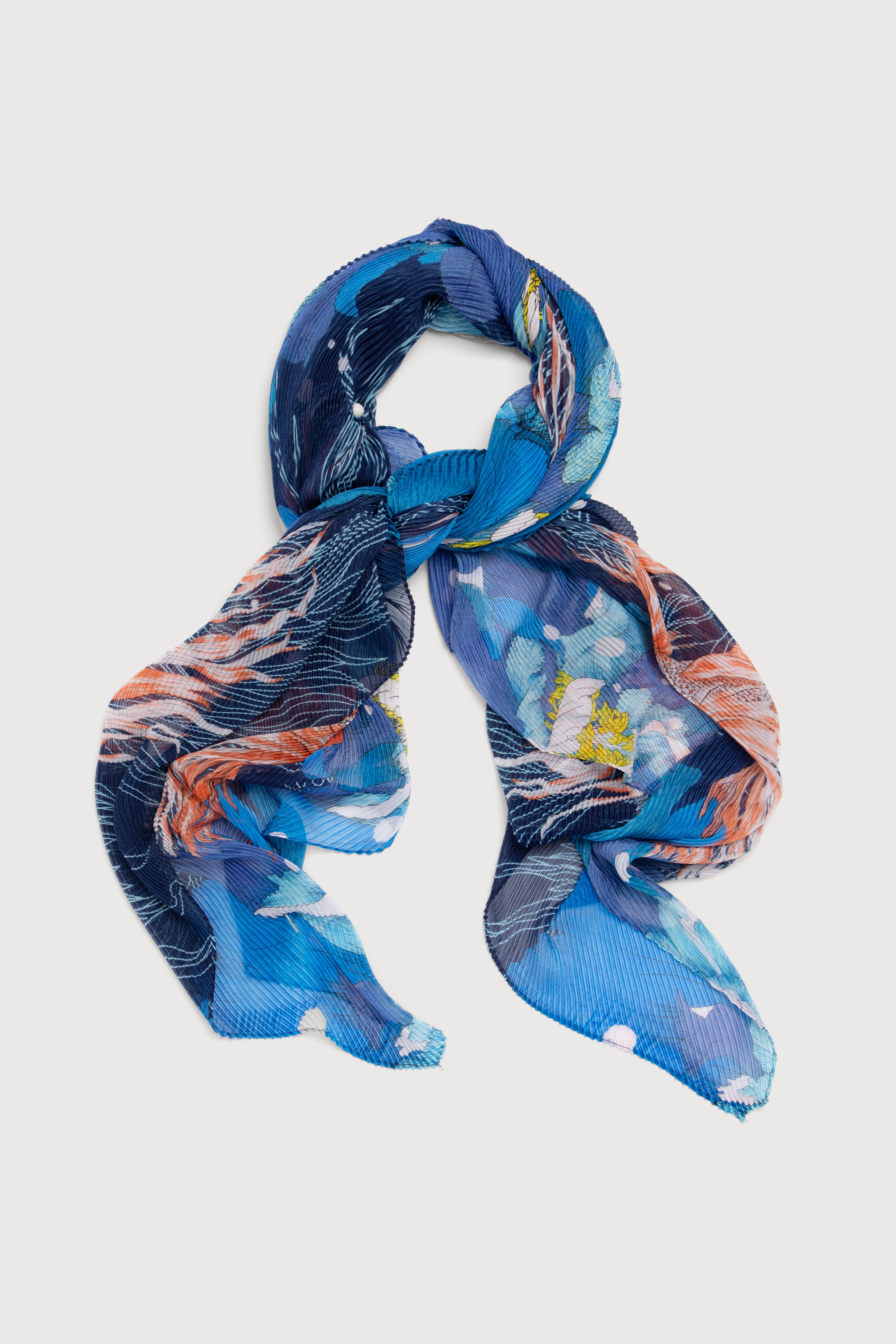 Elegant Koi Pond Pleated Scarf - Soft Fashion Accessory for Women - Perfect for Office, Party & Special Occasions