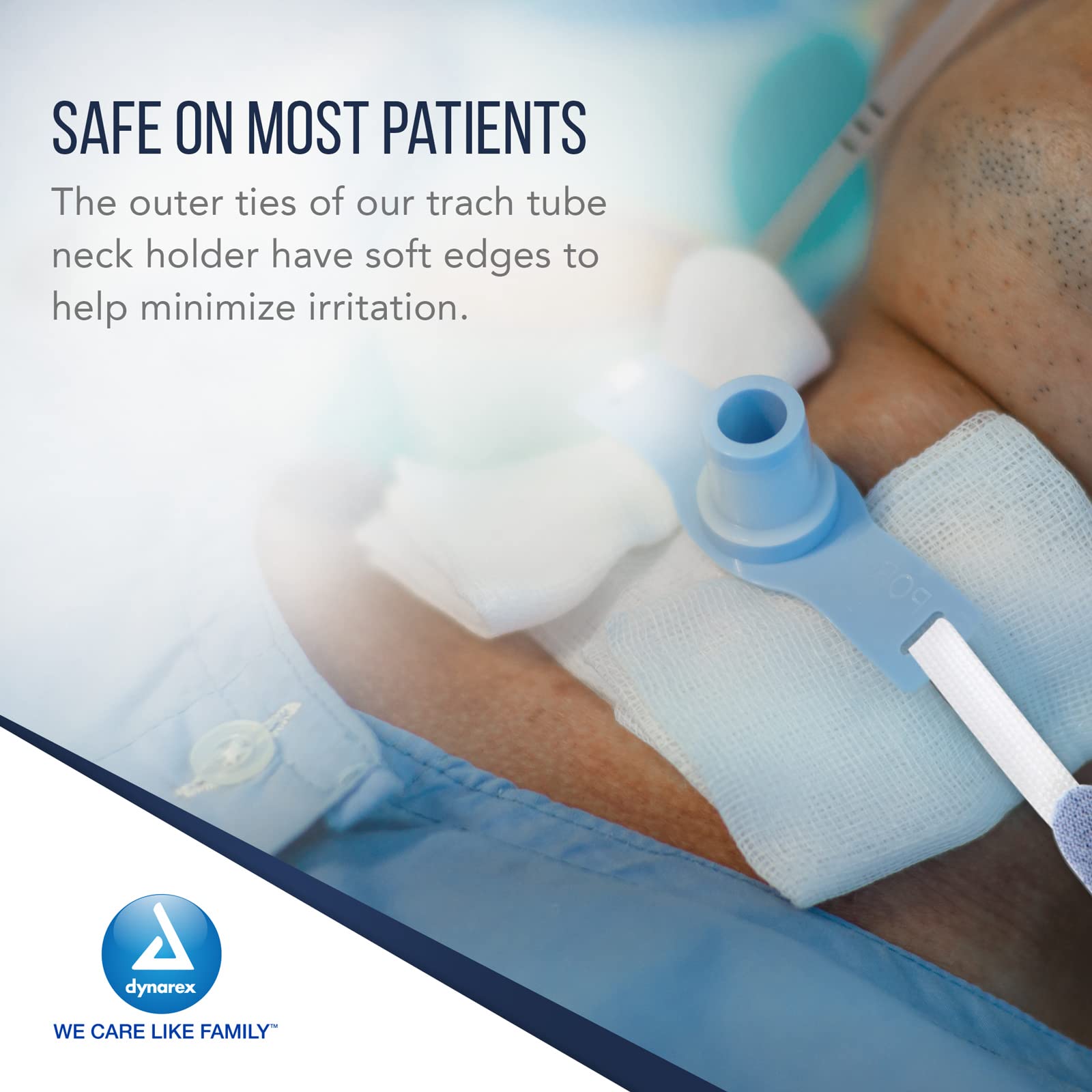 Dynarex Adjustable Breathable Foam Tracheostomy Tube Holder with Soft Outer Ties & Hook-and-Loop Closure - Large Size (1 Piece) - Ideal for Post-Surgical Care & Long-Term Tracheostomy Support - Case of 120