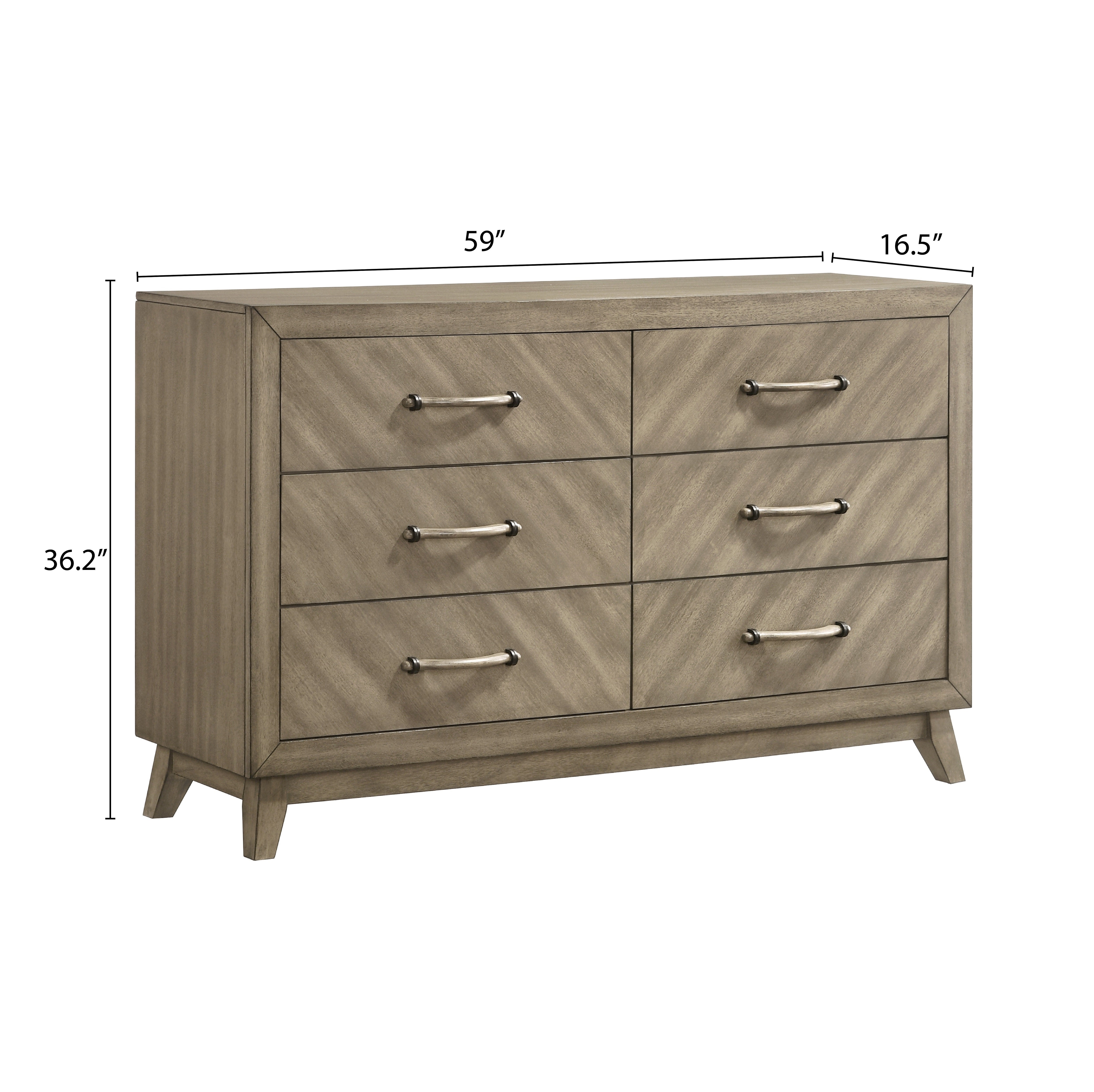 Roundhill Furniture Arena Contemporary 6-Drawer Dresser in Antique Gray - Modern Bedroom Storage Solution for Home Organization & Stylish Decor