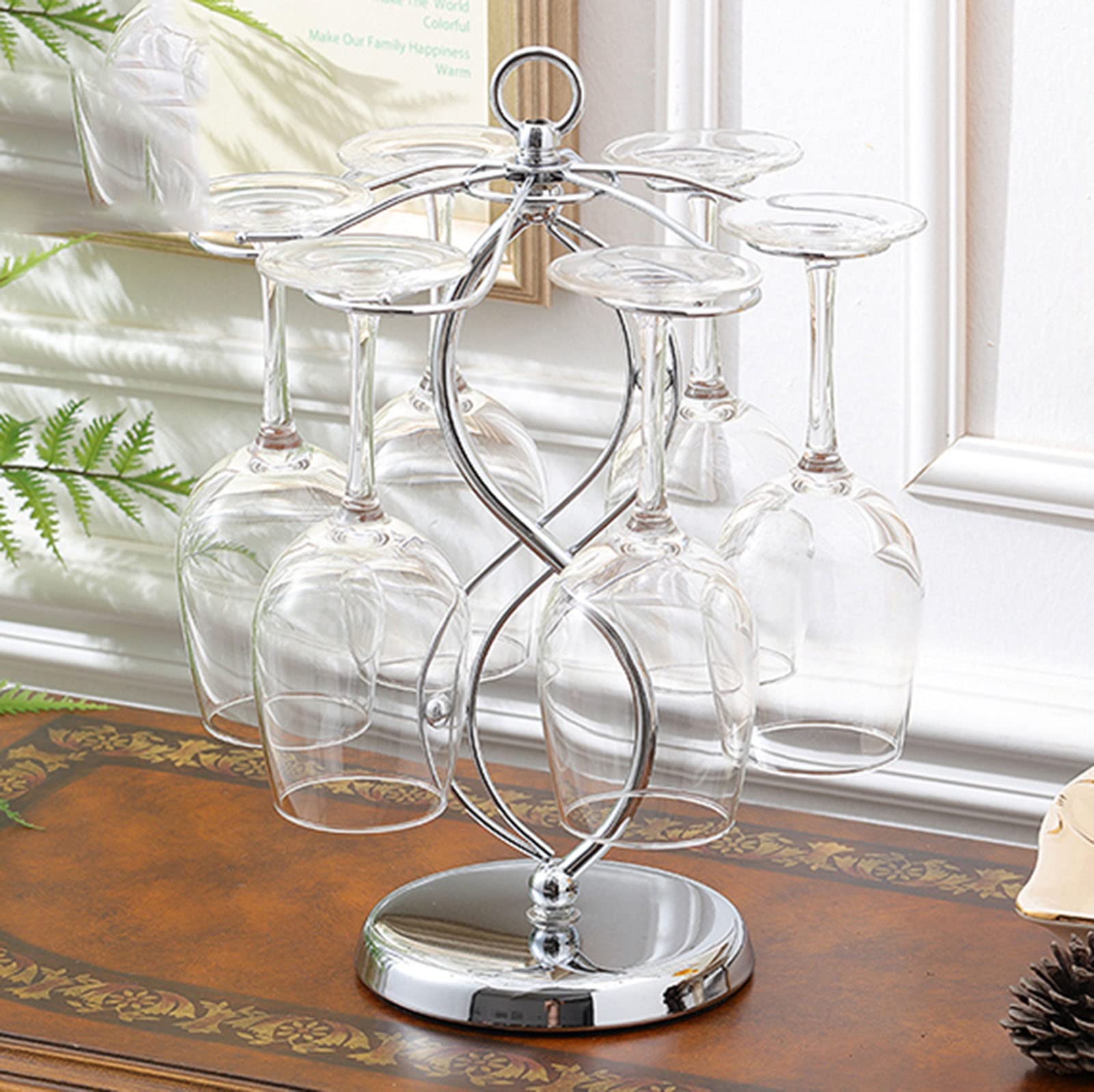 Freestanding Countertop Wine Glass Holder - Spiral Air Drying Rack for Stemware Storage with G-Shaped Hooks | Perfect for Kitchen, Bar, and Dining Room Organization