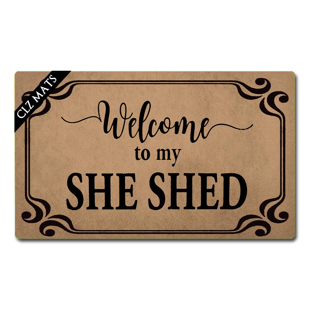 Non-Slip Rubber Welcome Mat - 'Welcome to My She Shed' Funny Monogram Doormat 30