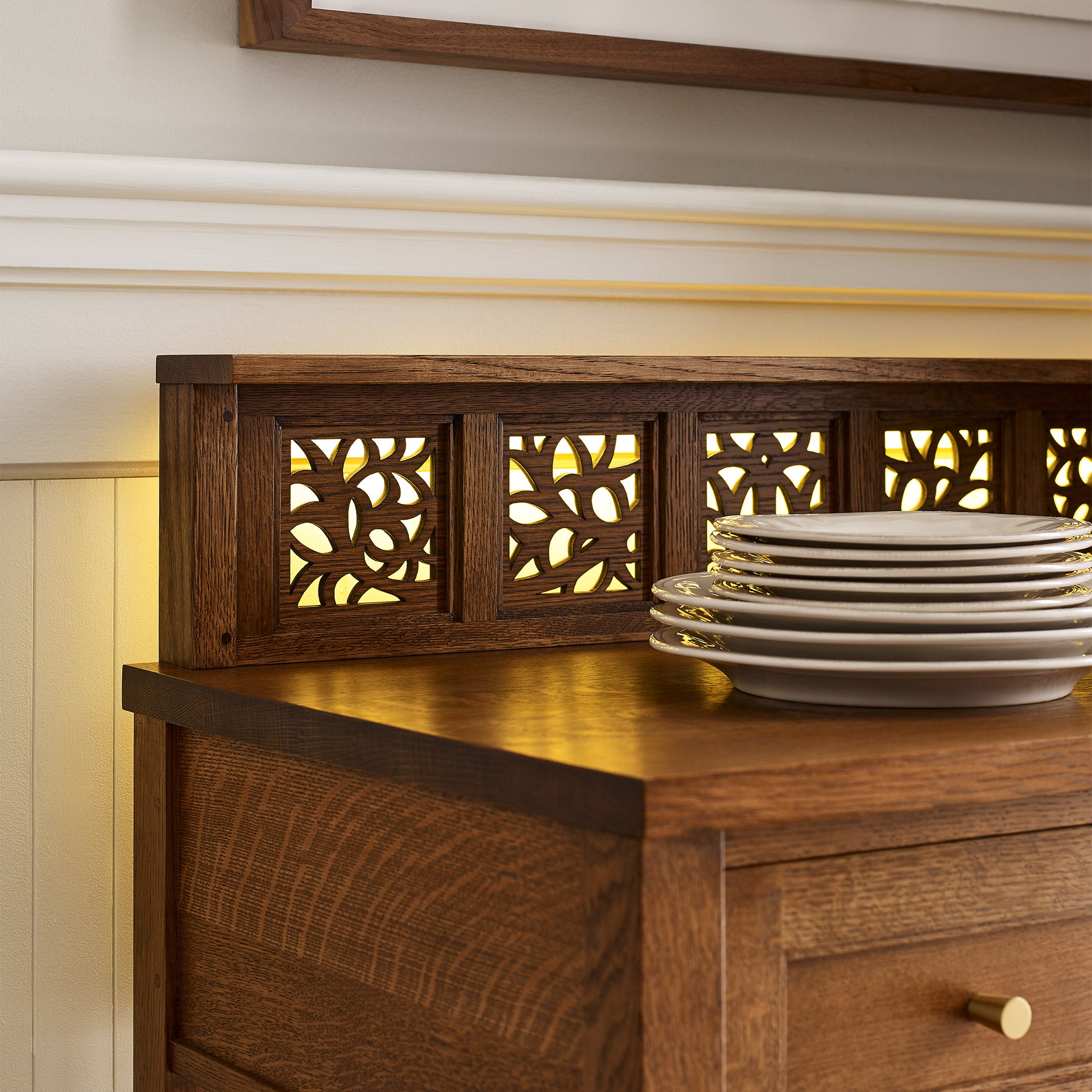 Surrey Hills Server with Gallery - Elegant Display Cabinet for Dining Room & Living Room Storage