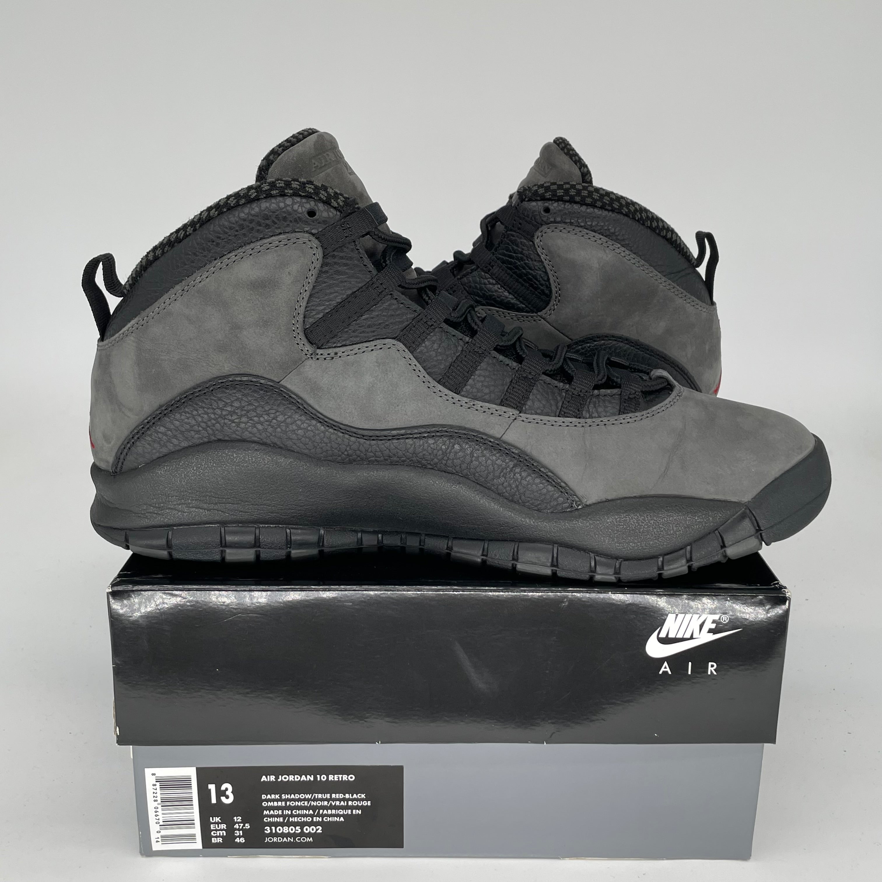 AIR JORDAN 10 SHADOW Men's Basketball Shoes Size 13 - Black/Gray (310805-002) | Retro Sneakers for Running, Training & Streetwear Fashion