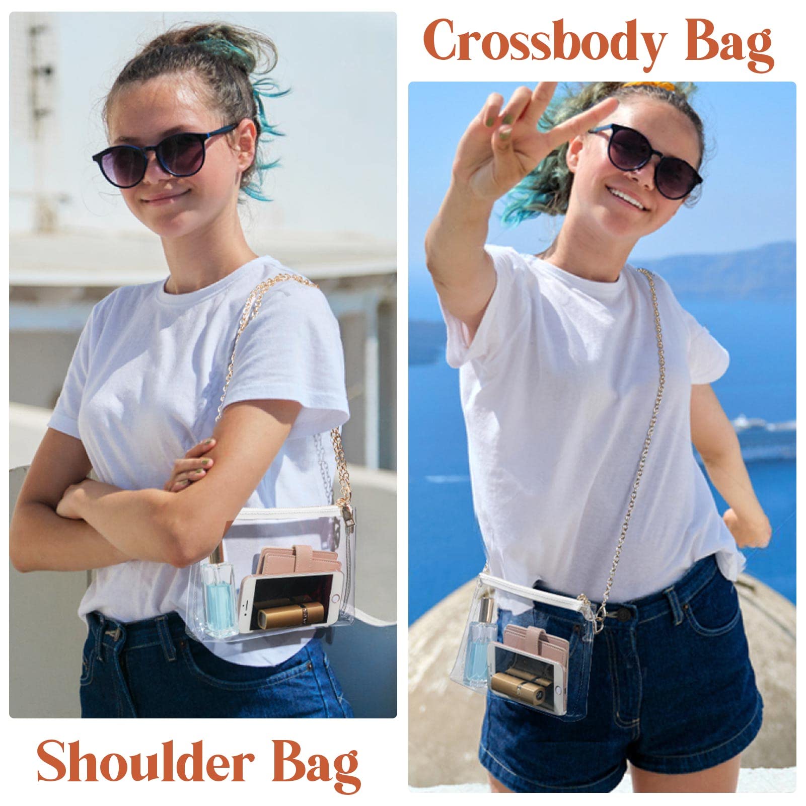 Lorbro Clear Crossbody Bag for Women - Stadium Approved Transparent Purse with Secure Zipper Closure | Perfect for Concerts, Sports Events, Theme Parks & Travel