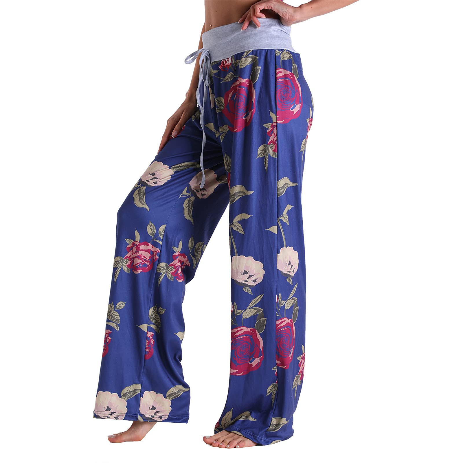 UYTOGOFE Women's High Waist Stretch Wide Leg Pants - Comfortable Loose Casual Trousers for Everyday Wear, Office & Lounge