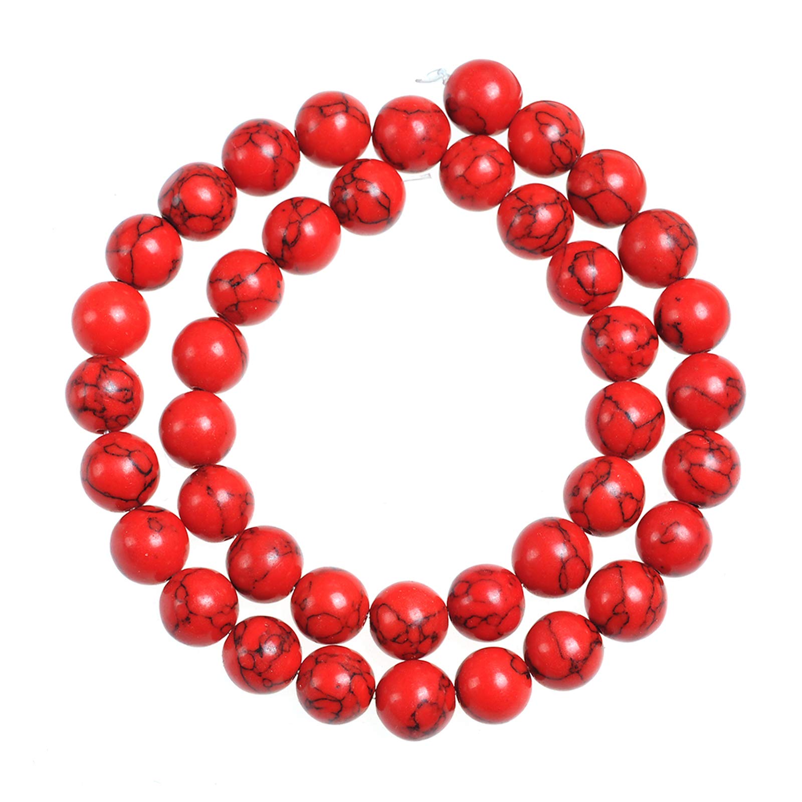 6mm Round Smooth Red Turquoise Beads for Jewelry Making - DIY Craft Supplies for Necklaces, Bracelets & Earrings - Lucky Stone Beads for Gifts to Family & Friends - Perfect for Boho, Hippie & Handmade Jewelry Designs