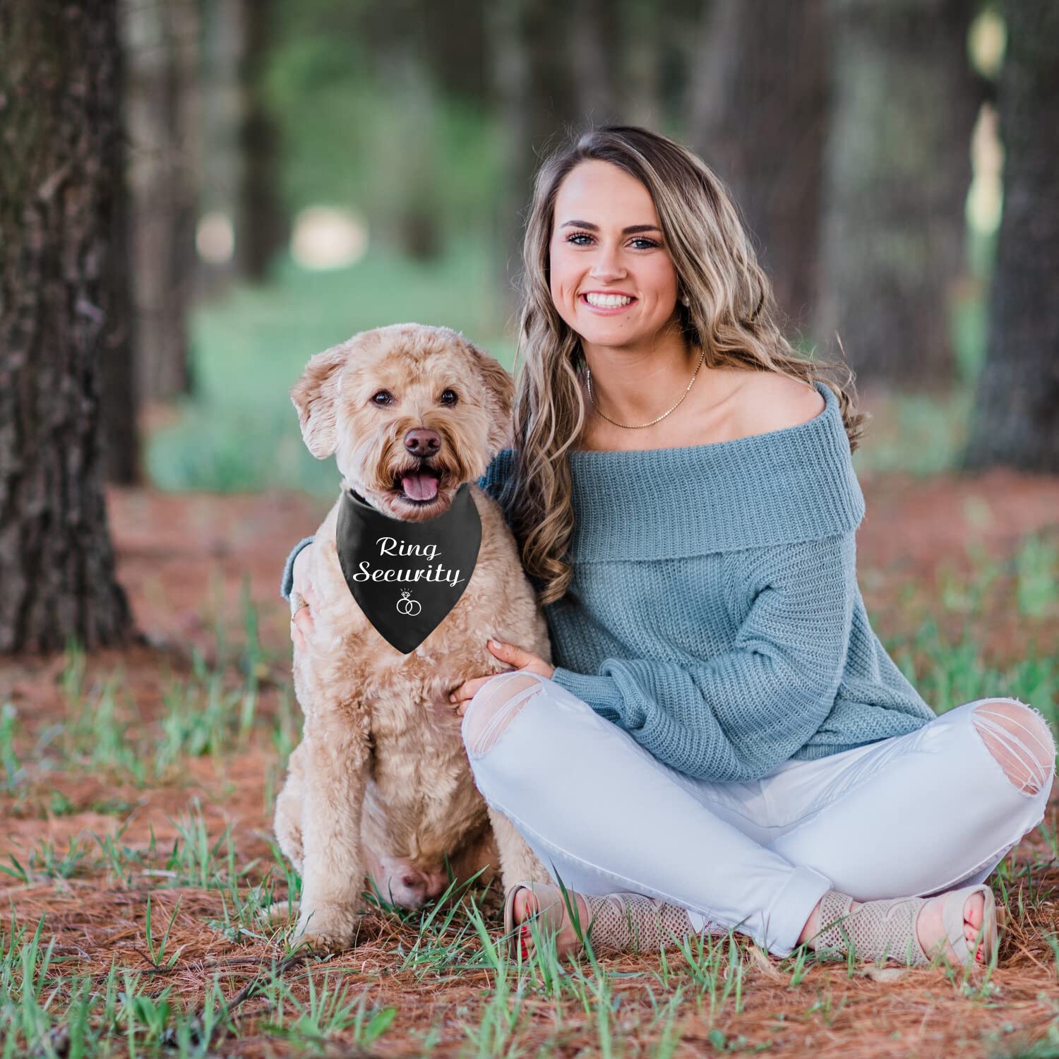 Funny Black Cotton Pet Dog Bandana - Ring Security Dog Bandana for Engagement & Wedding Announcement Photos - Perfect Gift for Dog Lovers & Bridal Showers (Great for Pet Parties, Photo Shoots & Special Occasions)