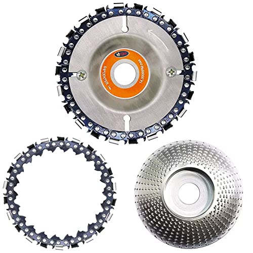 4/4.5 Inch Wood Carving Disc for 100/115mm Angle Grinder - 22 Teeth Coarse Woodworking Chain Saw Blade with 5/8