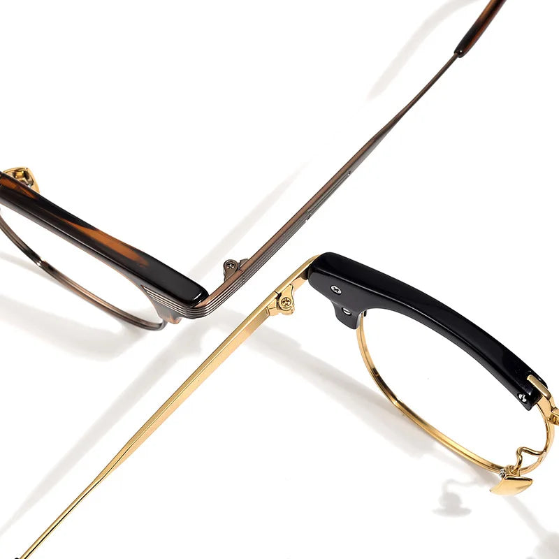 Stylish Unisex Black Titanium Acetate Eyeglasses - Oval & Square Full Rim Frames (Model 42909) | Perfect for Work, Reading & Fashion Accessories