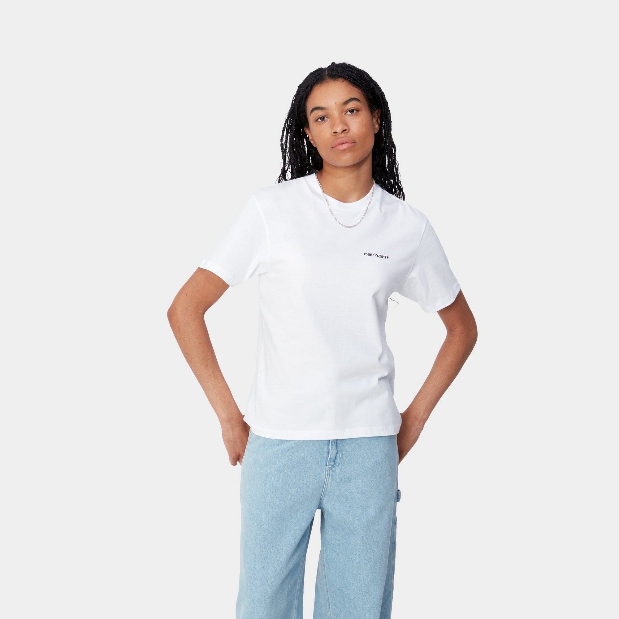 Women's Script Embroidery T-Shirt - Soft Cotton Vintage Style Tee for Casual Wear | Perfect for Everyday Outfits, Date Nights & Weekend Brunch
