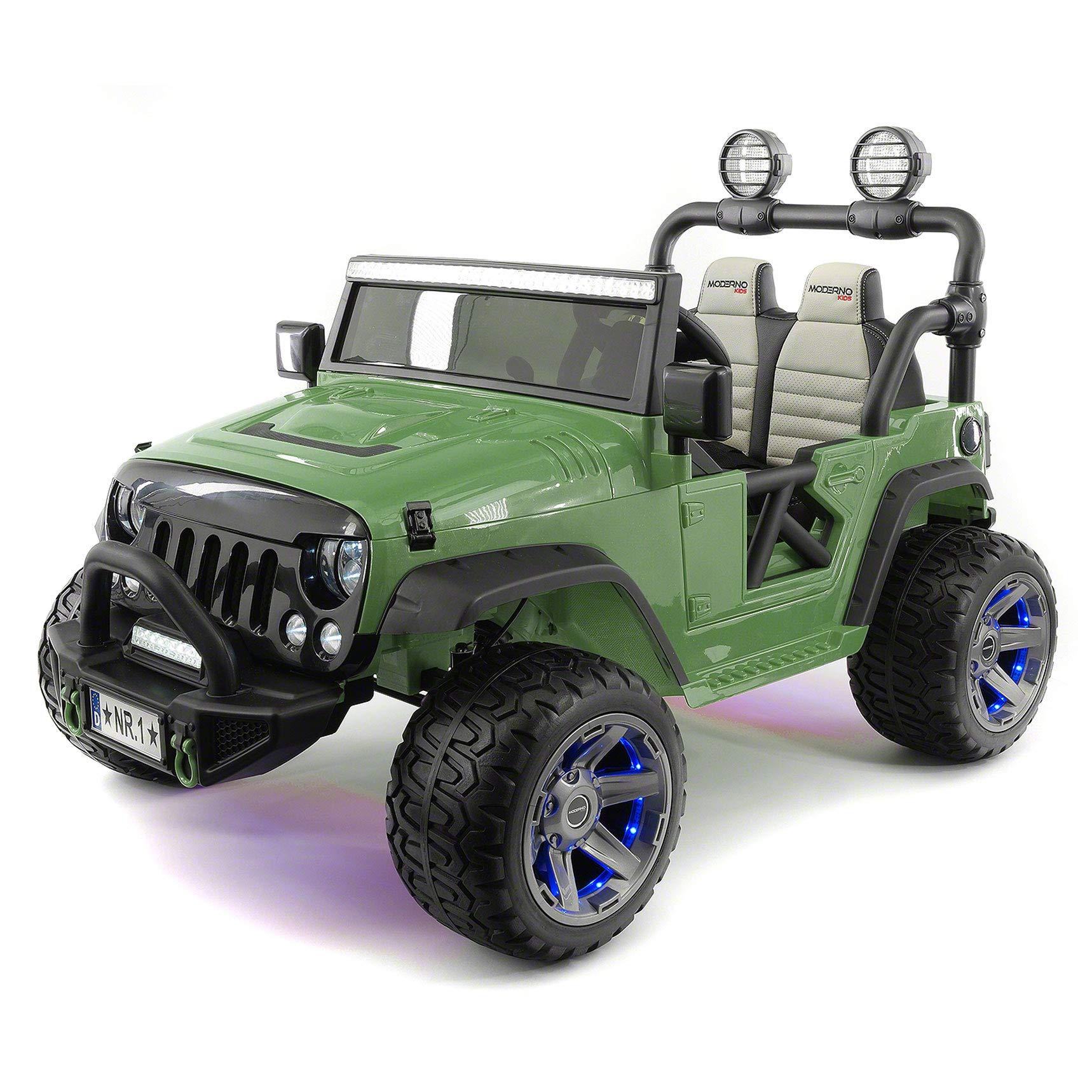 **Modern Kids Trail Explorer 2-Seater 12V Electric Ride-On Car with Parental Remote Control, EVA Foam Wheels, Leather Seat, Bluetooth FM MP3 Player & LED Lights – Perfect for Outdoor Adventures & Backyard Fun**