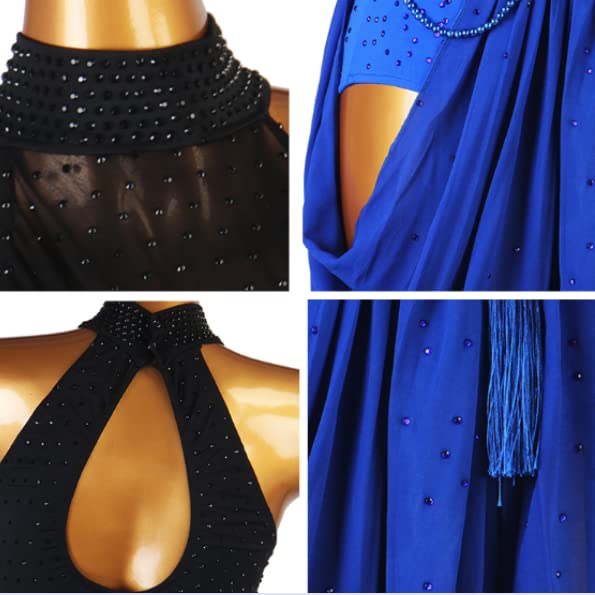 Women's Sleeveless Latin Dance Dress - Halter Neck Tango Performance Costume with Hollow Back & Fringe for Cha Cha, Samba, Ballroom Dancing | Perfect for Competitions, Performances & Dance Classes