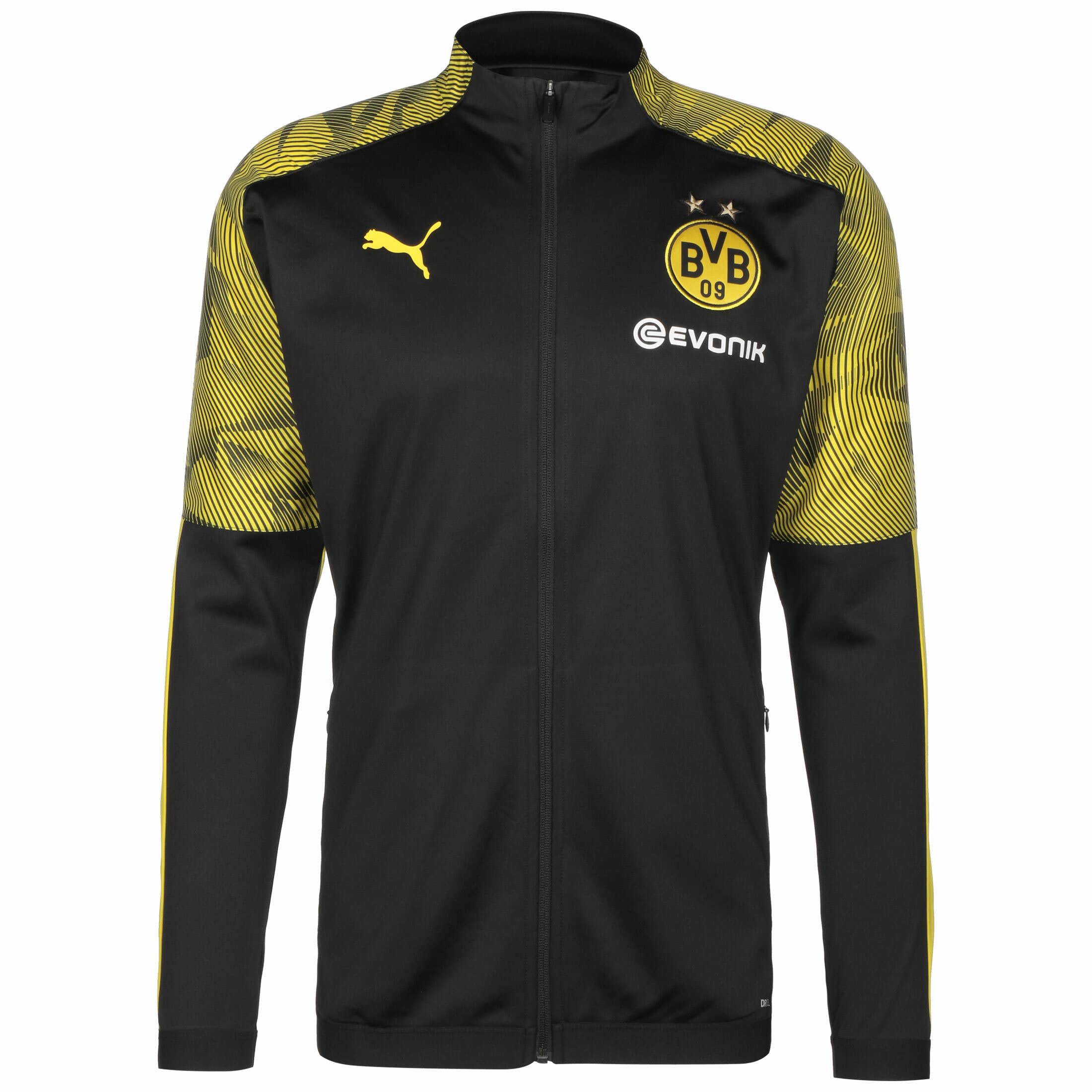 PUMA Borussia Dortmund Poly Jacket 2019-2020 - Black Soccer Windbreaker Jacket for Men | Lightweight Water-Resistant Training Coat for Football Fans & Outdoor Sports