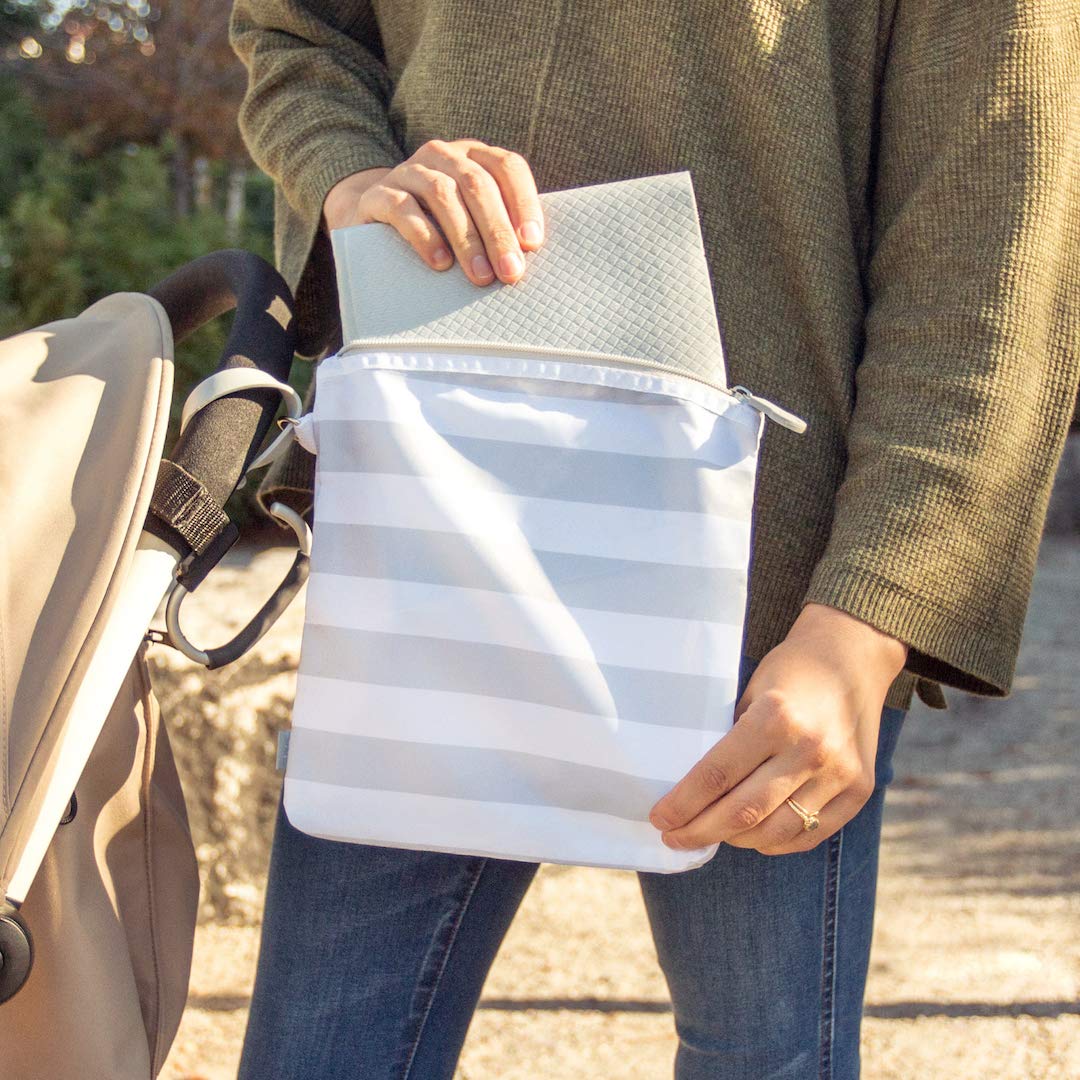 Ubbi On The Go Diaper Changing Mat and Bag - Portable Baby Changing Station for Travel, Gray | Perfect for Diaper Bags, Strollers, and On-the-Go Parents