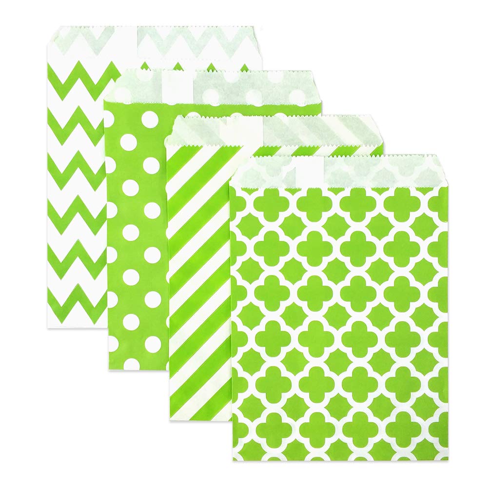 200 Pcs Lime Green Polka Dot Candy Buffet Bags - 5x7 inch Small Cookie & Treat Bags for Wedding, Birthday Party Favors, Baby Shower, Candy Buffet & Dessert Table Decorations