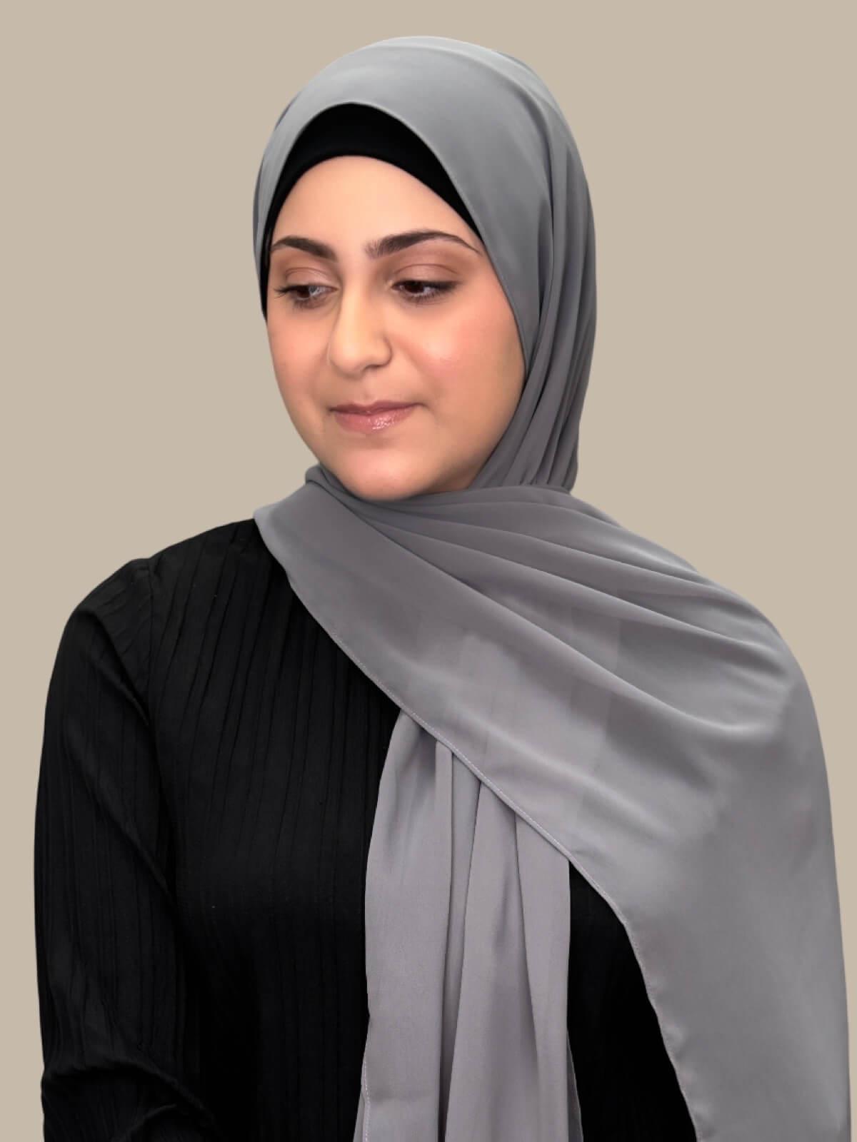 Luxury Chiffon Hijab for Women - Modish Girl Fossil Grey Scarf - Perfect for Daily Wear, Prayer, and Special Occasions